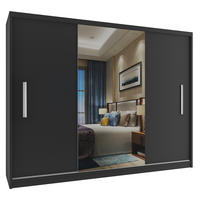 SCHWEBETÜRENSCHRANK Verona ME, Schwarz Matt, 232 cm, mit Spiegel - Schwarz, Holz (232/216/60cm) - B BELINI GROUP