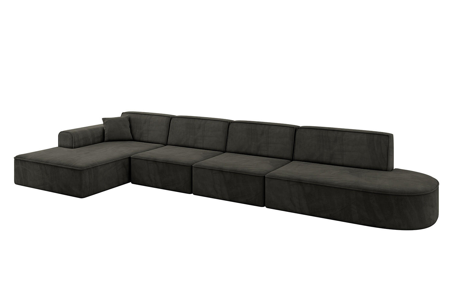 ECKSOFA Ottomane Links IREA-L3-v3 - 413x171x79 cm Schwarz - Schwarz, Holzwerkstoff/Textil (413/171cm) - ALTDECOR