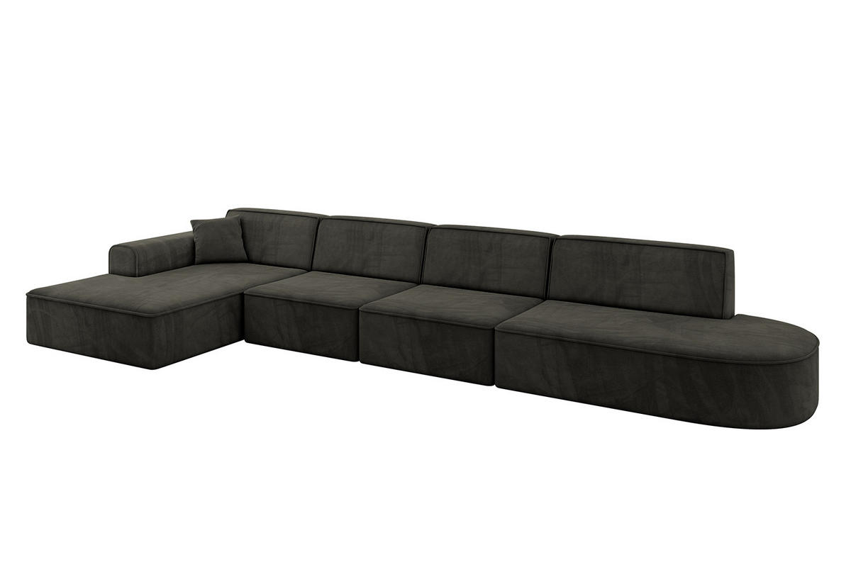 ECKSOFA Ottomane Links IREA-L3-v3 - 413x171x79 cm Schwarz - Schwarz, Holzwerkstoff/Textil (413/171cm) - ALTDECOR
