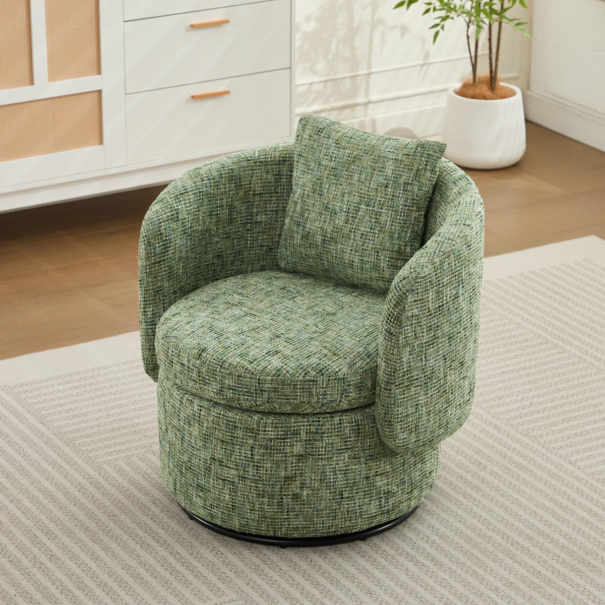 DREHSESSEL Chenille mit verstecktem Stauraum 72/66.5/76 cm Grün - Grün, Textil (66.5/76/72cm) - Redom