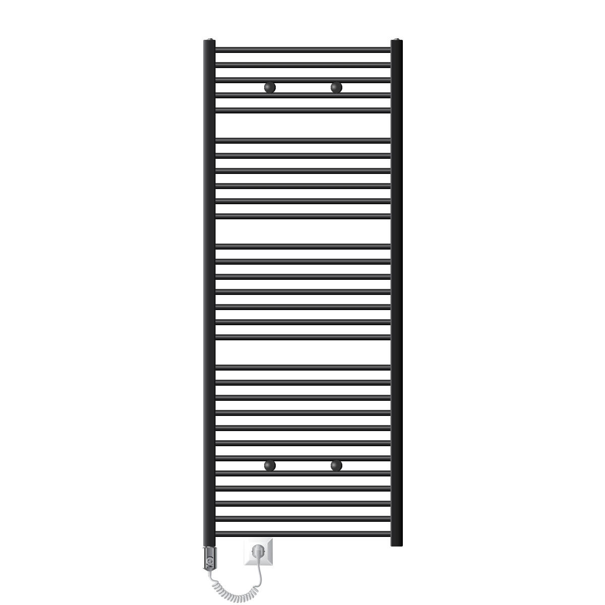 BADHEIZKÖRPER elektrisch Sahara 750x1800 mm Anthrazit gerade mit Heizstab 900W - Anthrazit, Metall (3/180/75cm) - LuxeBath