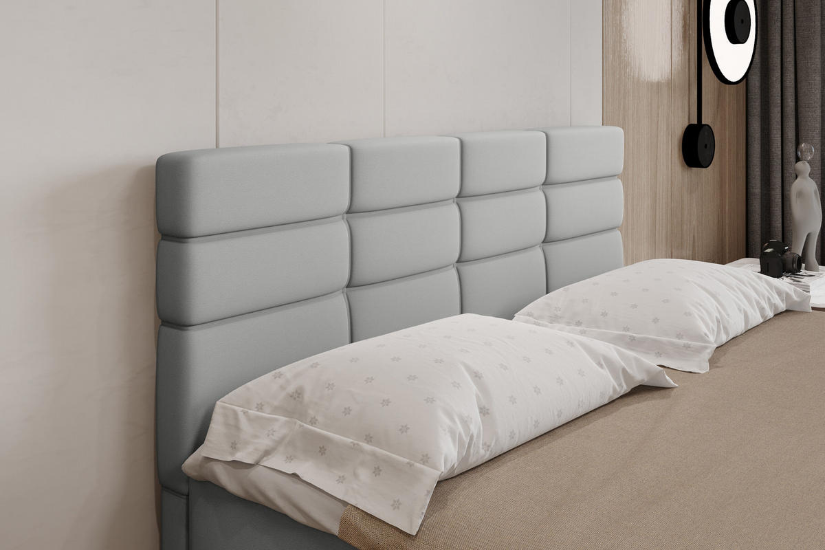 BOXBETT Reve 160 x 200 cm mit Bettkasten und Lattenrost ohne matratze - hellgrau - Dunkelgrau, Holz (160/206cm) - Panda Möbel