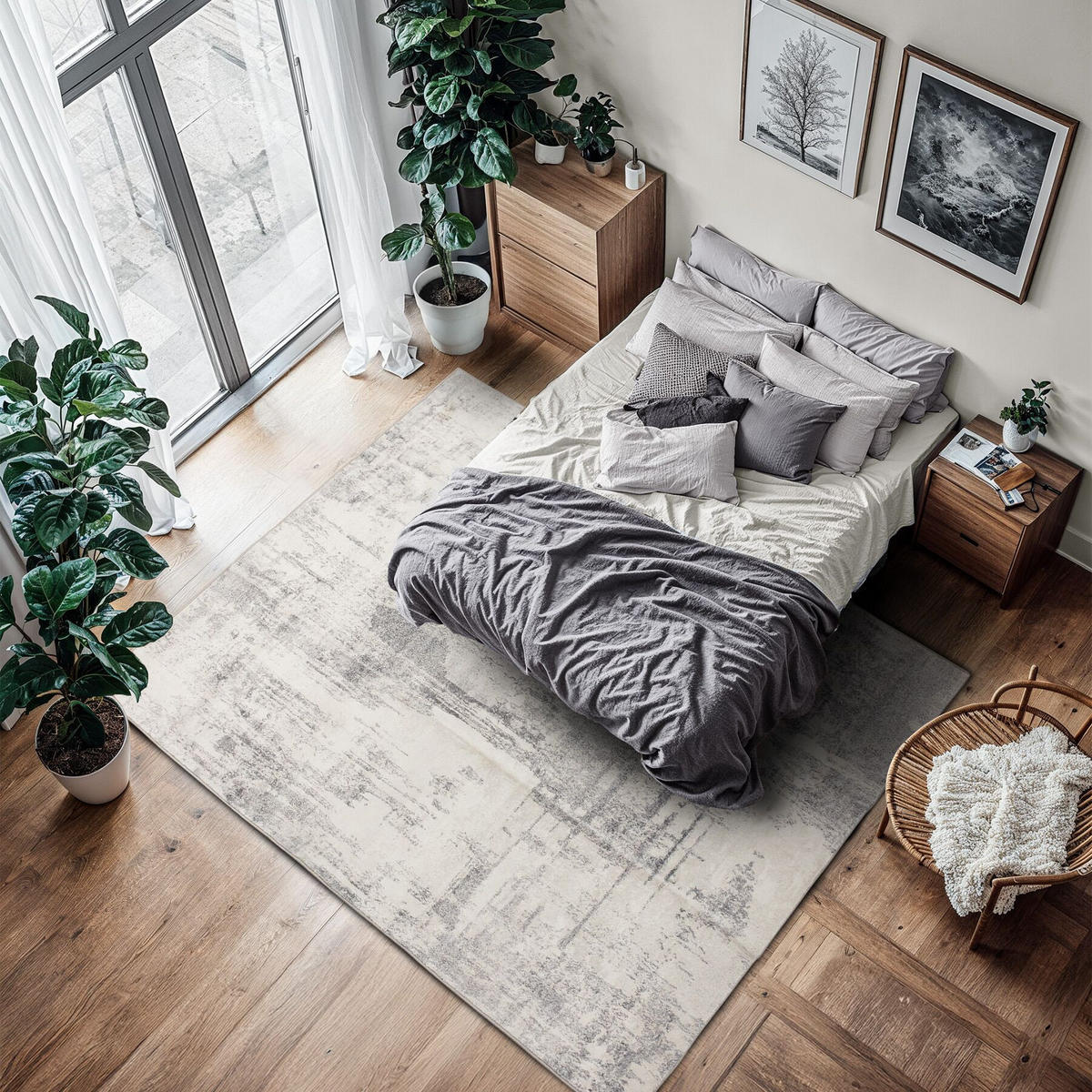 TEPPICH Vintage Design Nadira,rutschfeste Unterseite,beige/grau - Beige/Grau, Textil (200/274cm) - tectake