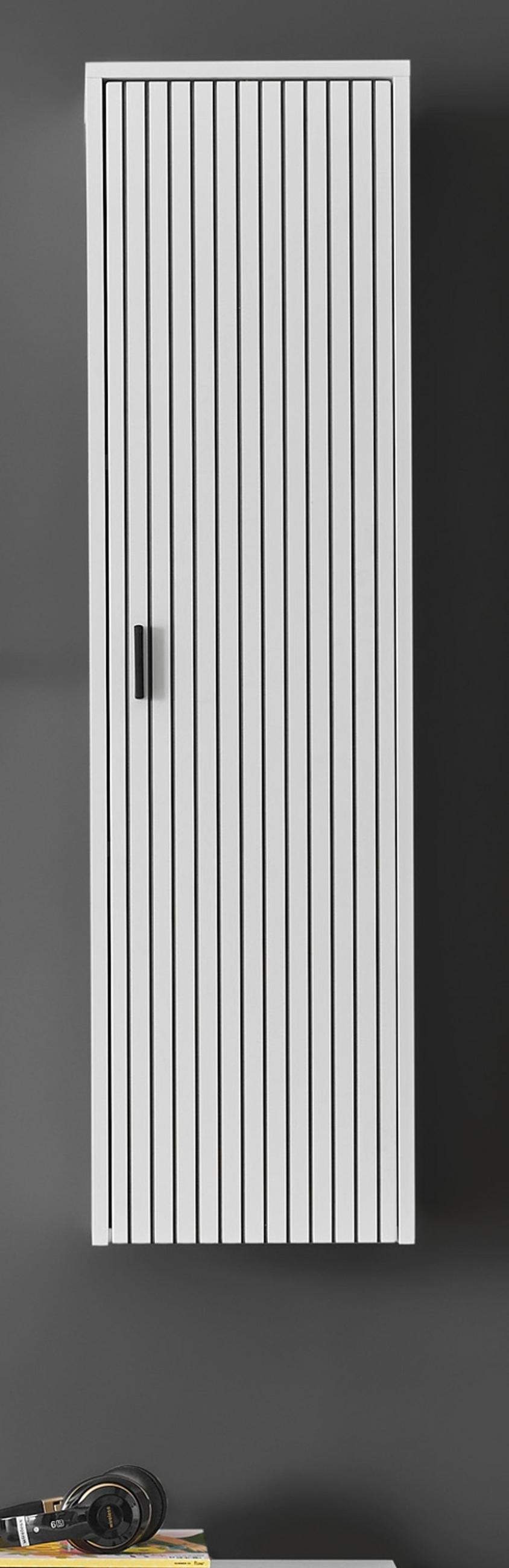 HÄNGESCHRANK weiß matt, schwarz, Wandschrank 33 x 120 cm mit Stab-Optik - Weiß, Holzwerkstoff/Metall (33/120/30cm) - Furn.Design
