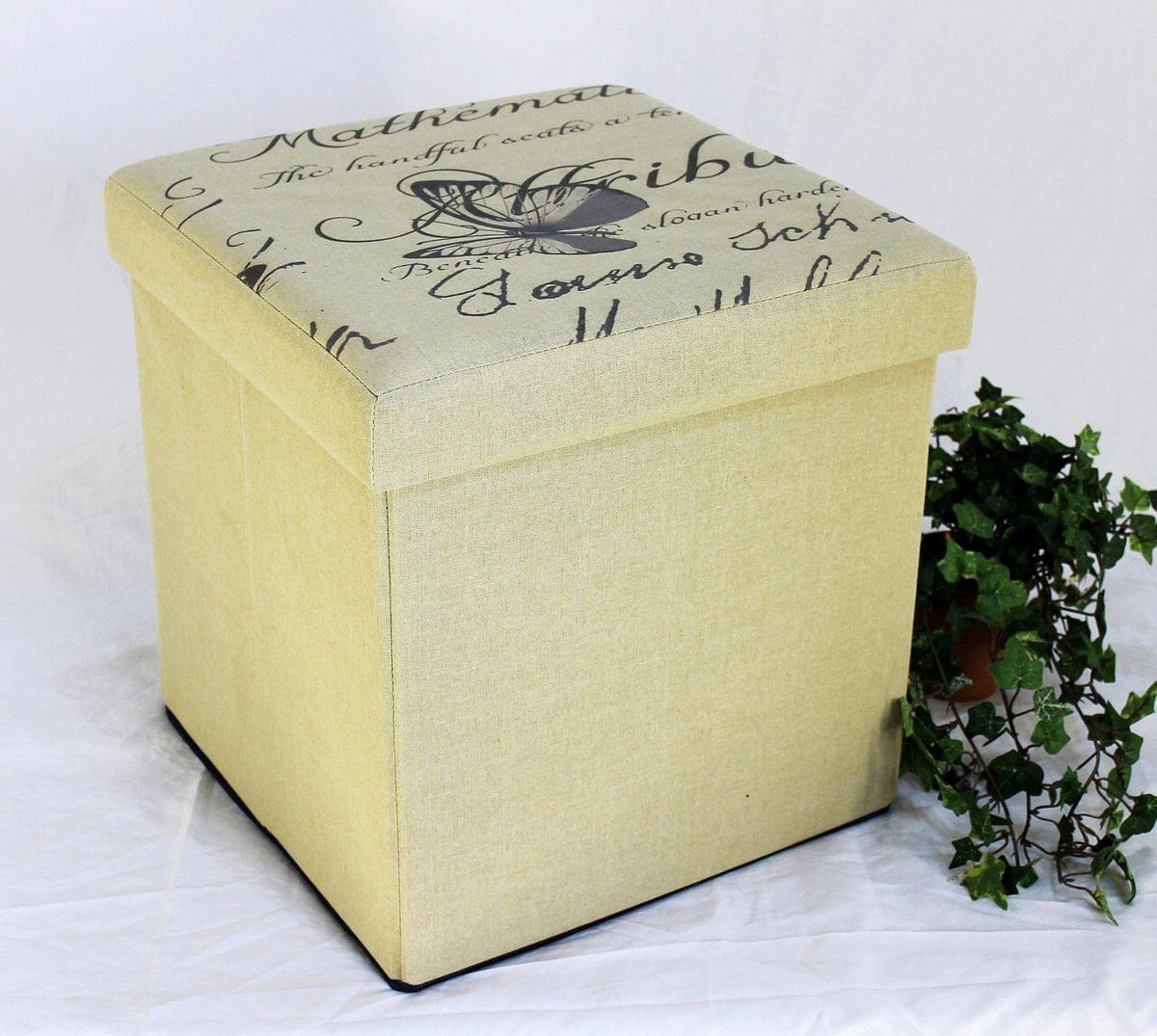 SITZHOCKER faltbar mit Aufbewahrung Stoff 40/40/40 cm - Beige, Kunststoff (40/40/40cm) - DanDiBo