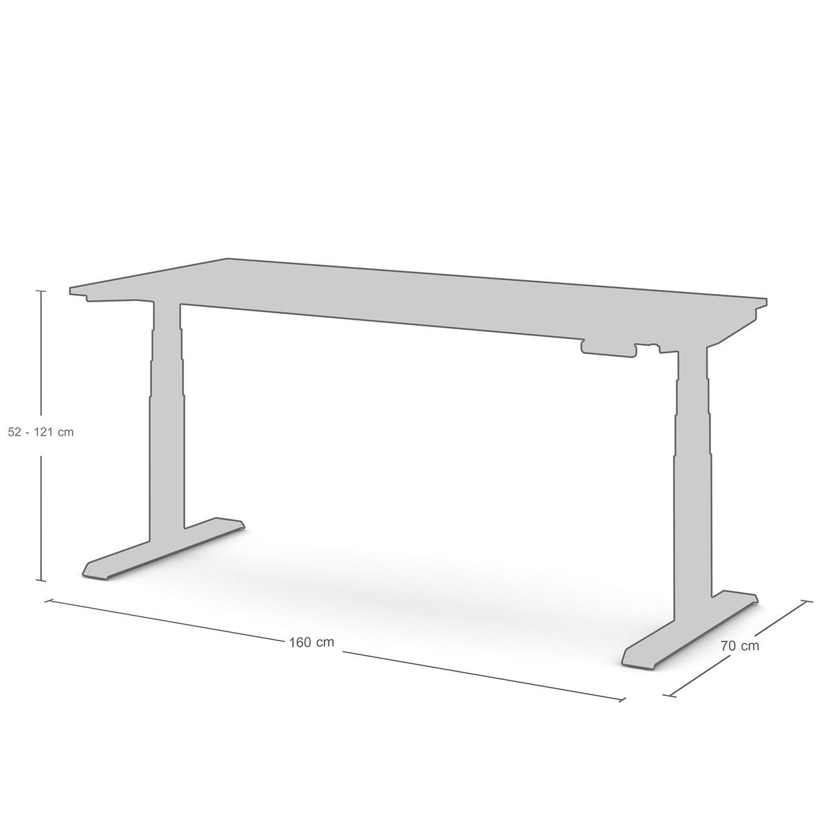 SCHREIBTISCH Elektrisch Höhenverstellbarer Familien Schreibtisch Pitino Curved Kiesel Signalweiß 160/70/52.5-121cm - Beige/Weiß, Holzwerkstoff/Metall (70/160/121cm) - ASSMANN