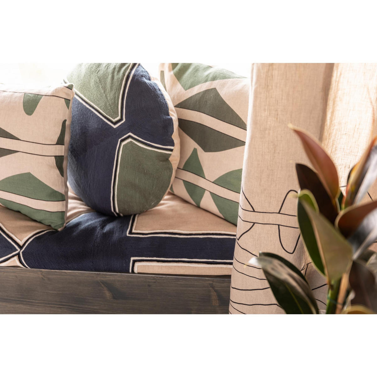 KISSEN Mila thymian diameter 50 cm - Grün, Textil (50/50cm) - Vivaraise