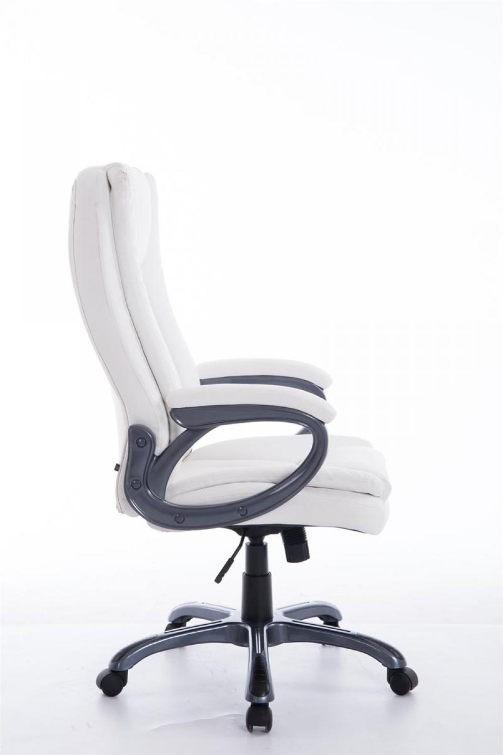 CHEFSESSEL Lederlook weiß - Weiß/Grau, Kunststoff/Textil (65/114/73cm) - CLP