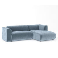 ECKSOFA Melani Blau Samtstoff - Rechts Seite - Blau/Schwarz, Holz/Holzwerkstoff (162/256cm) - Maison de Reve