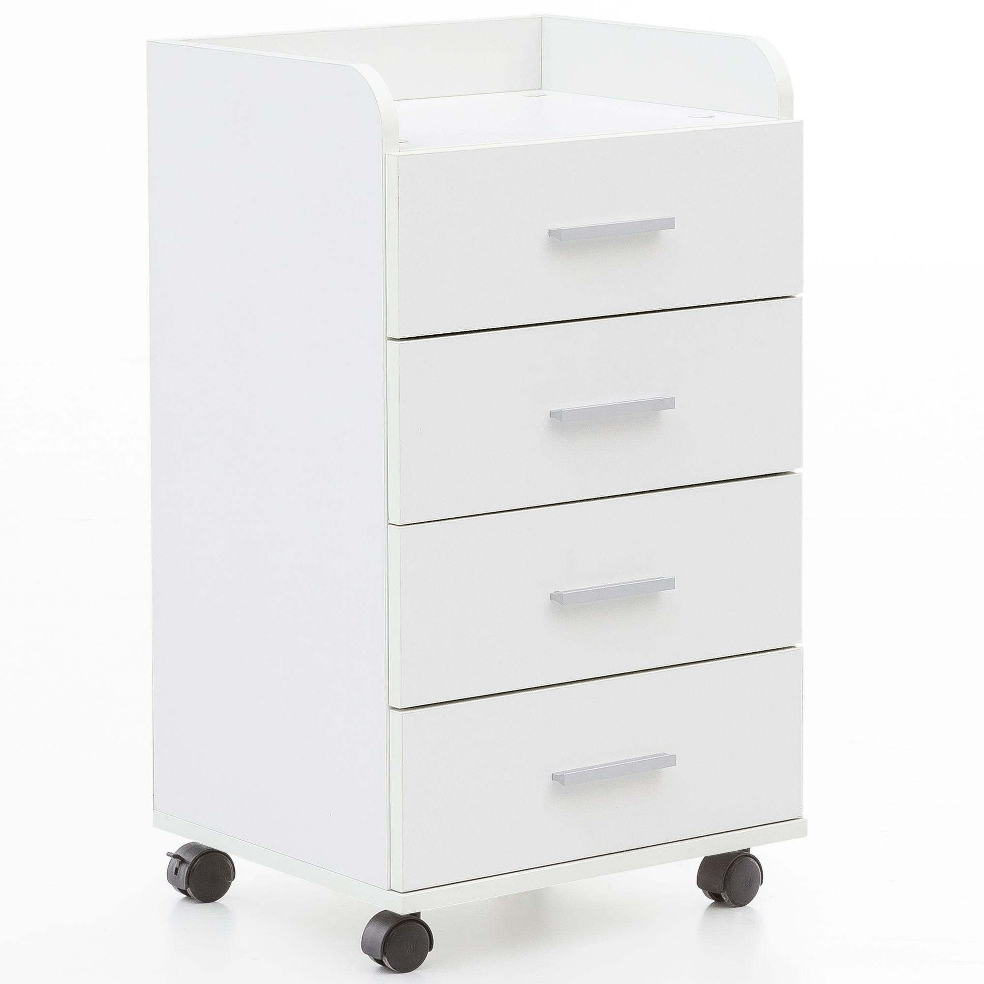 ROLLCONTAINER 4 Schubladen Modern Mit Rollen, Weiß 40x33x71 cm - Schwarz/Weiß, Kunststoff (40/71/33cm) - KADIMA DESIGN