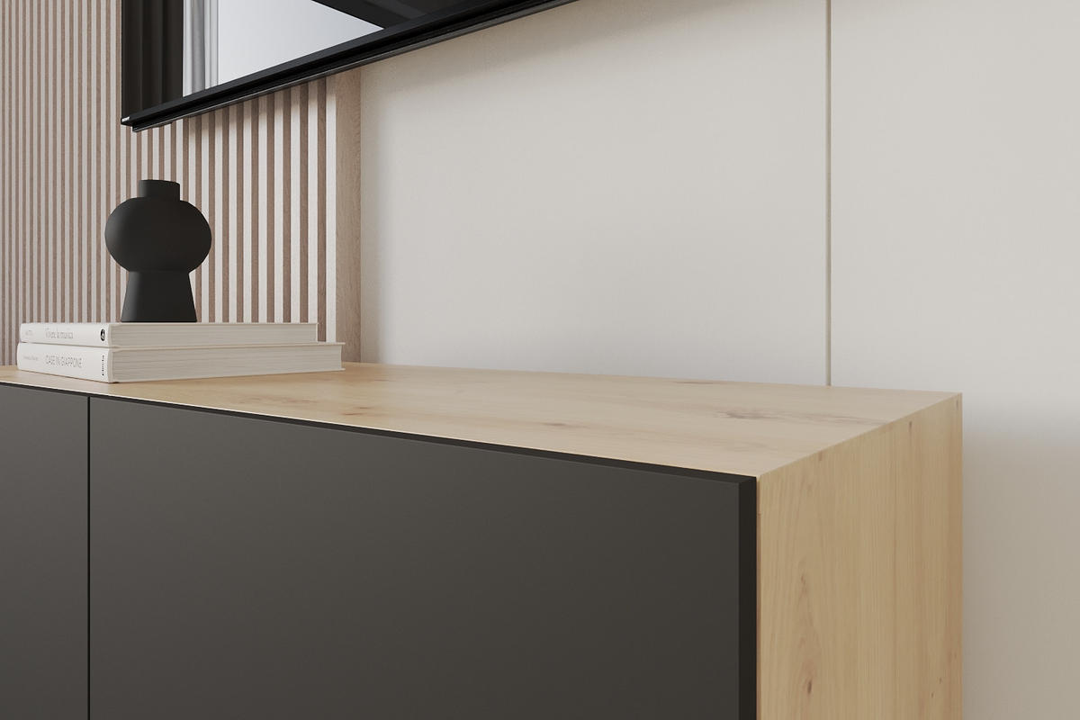 LOWBOARD ELIO-W 100x40x41 cm - Artisan / Schwarz - Eiche Artisan, Holzwerkstoff (100/40/41cm) - ALTDECOR