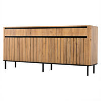 SIDEBOARD DE-37859 mit 3 Schubladen und 3 Lamellentüren Holzfarbe - Naturfarben, Holzwerkstoff (160/73/40cm) - ComfortXL