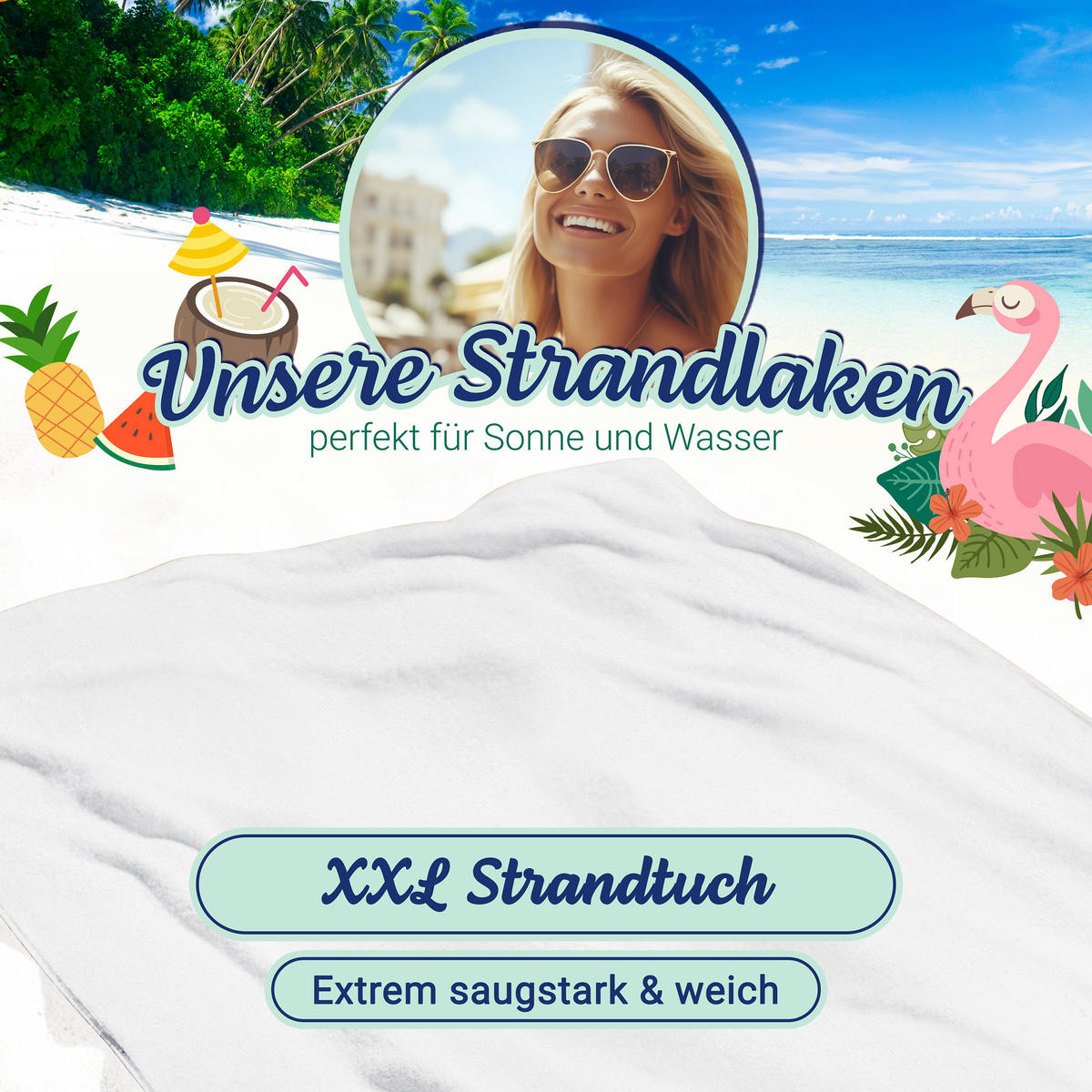 STRANDTUCH, 150x220 cm, 100% Baumwolle, Weiß - Weiß, Textil (150/220cm) - Zollner