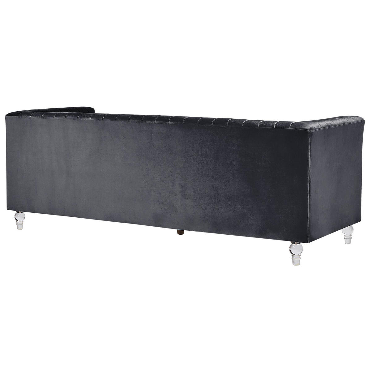 3-SITZER-SOFA Samtstoff Schwarz Arvika - Schwarz, Textil (204/75/78cm) - Beliani