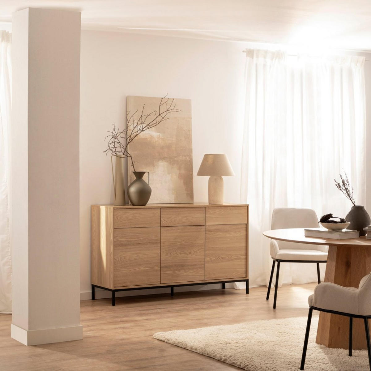ANRICHTE NIEDRIGE Remi Natürlich 148 cm x 85 cm - Naturfarben, Holzwerkstoff (148/85/40cm) - Klast Home