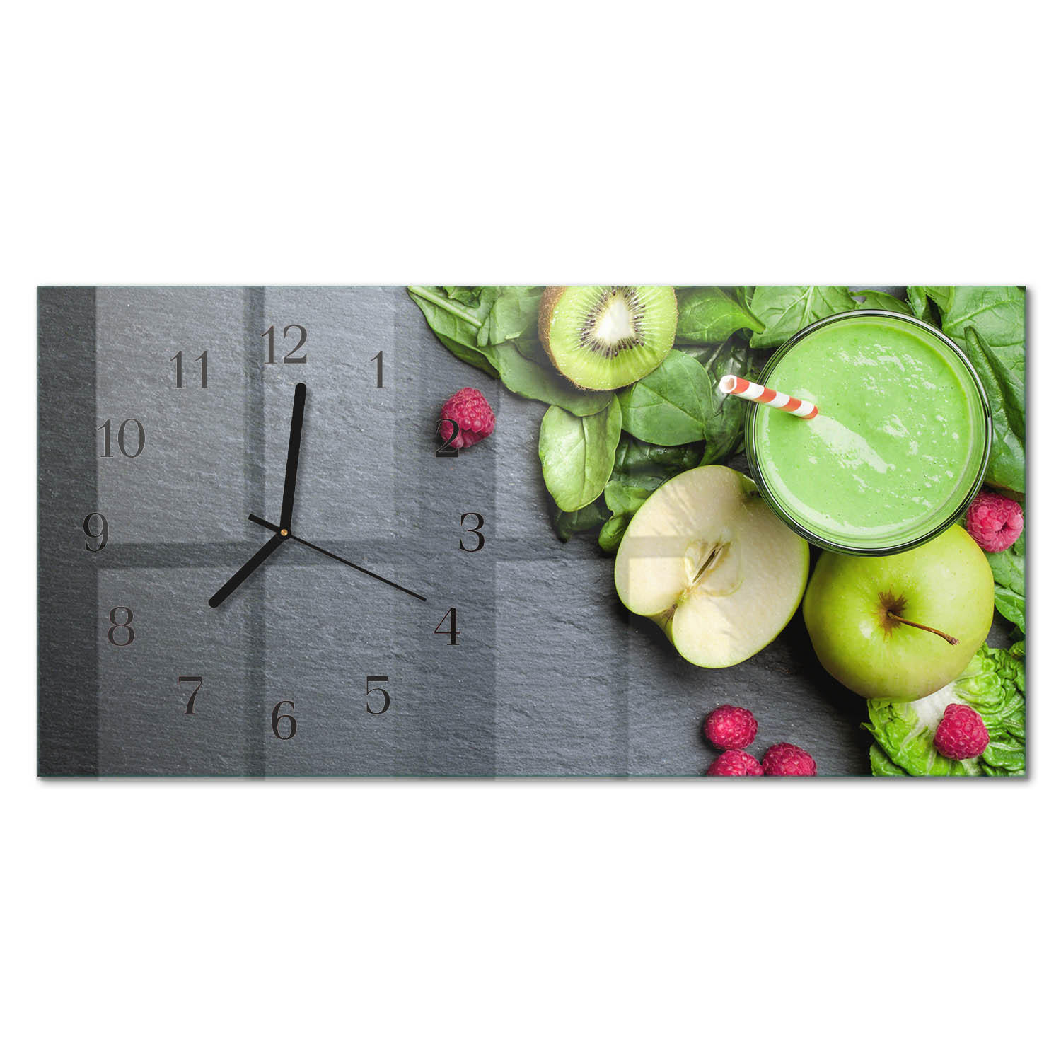 WANDUHR 60x30 cm - Waldweg - Grün, Glas (60/30/0.4cm) - TULUP