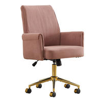 BÜRODREHSTUHL ergonomisch Cord Pink mit goldfarbener Basis - Pink, Kunststoff (61/107/64cm) - Meubliv