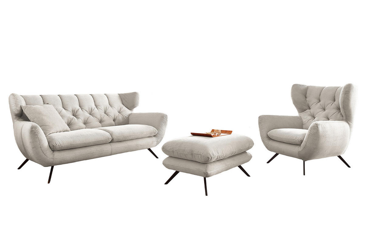 SITZGRUPPE CHARME Cremeweiß - Creme, Textil (200/94/95cm) - KAWOLA