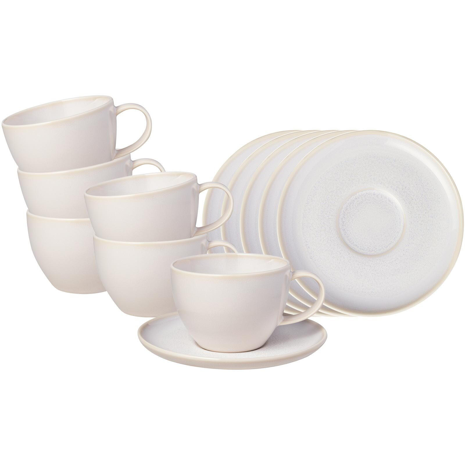 KAFFEETASSEN MIT UNTERTASSEN Crafted Cotton 170 ml 12er Set - Weiß, Keramik (14.9/8.4/14.9cm) - like.Villeroy & Boch