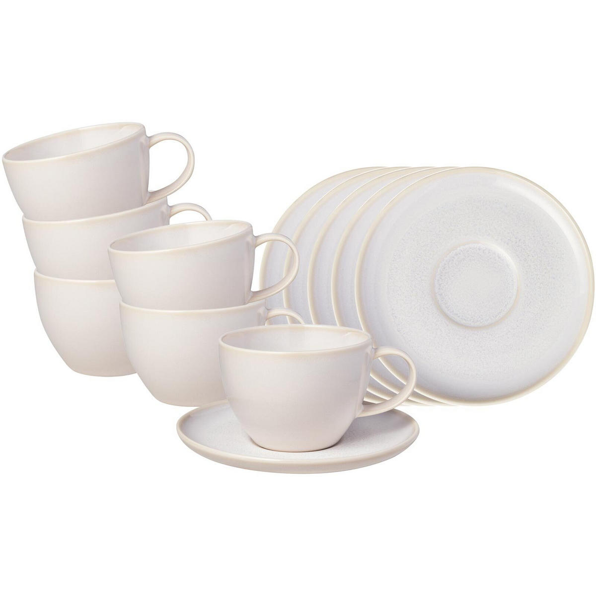 KAFFEETASSEN MIT UNTERTASSEN Crafted Cotton 170 ml 12er Set - Weiß, Keramik (14.9/8.4/14.9cm) - like.Villeroy & Boch