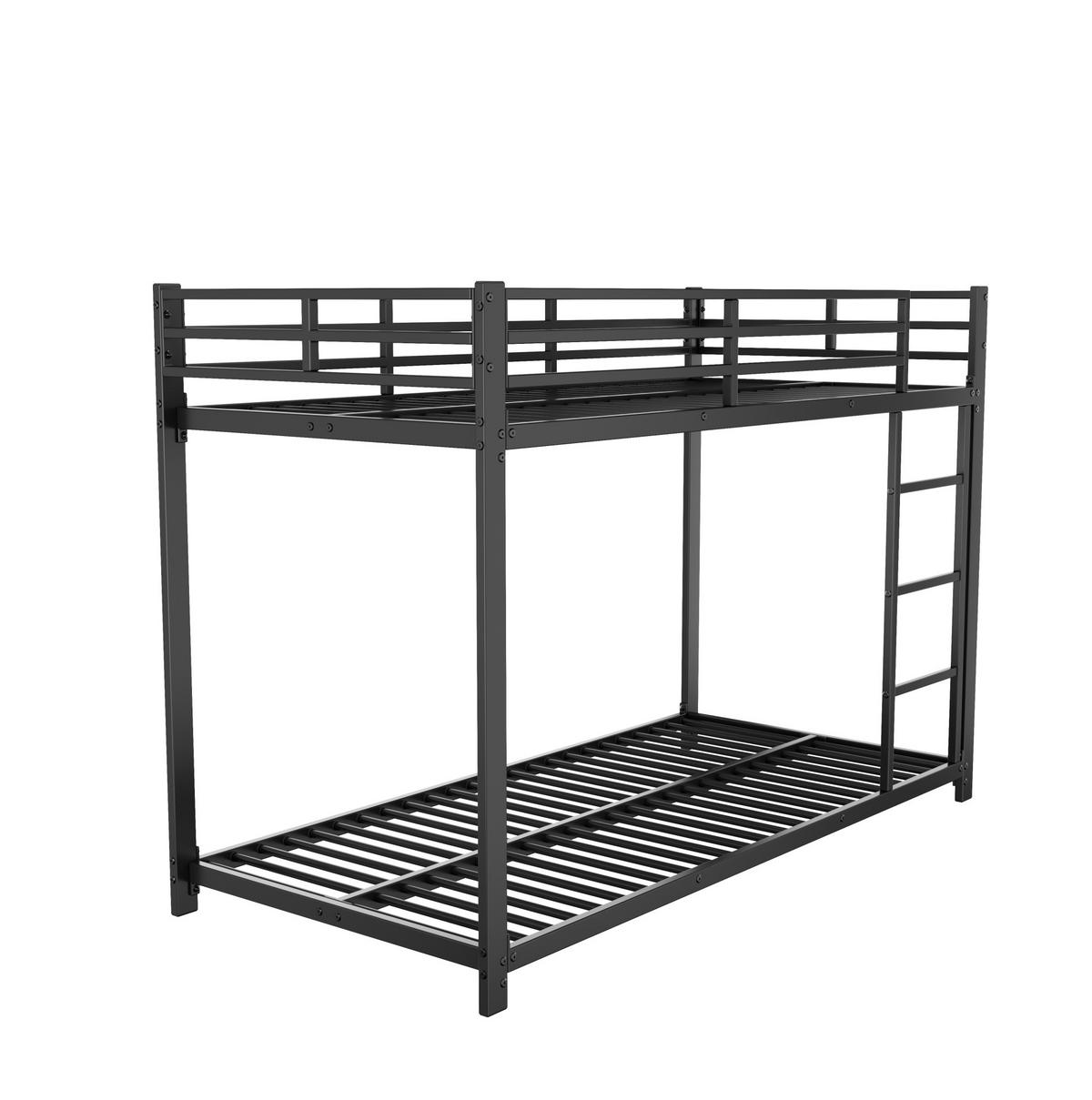 ETAGENBETT 90/200 cm aus Metall in Schwarz – platzsparend und stabil - Schwarz, Metall (90/200cm) - Flora Grace