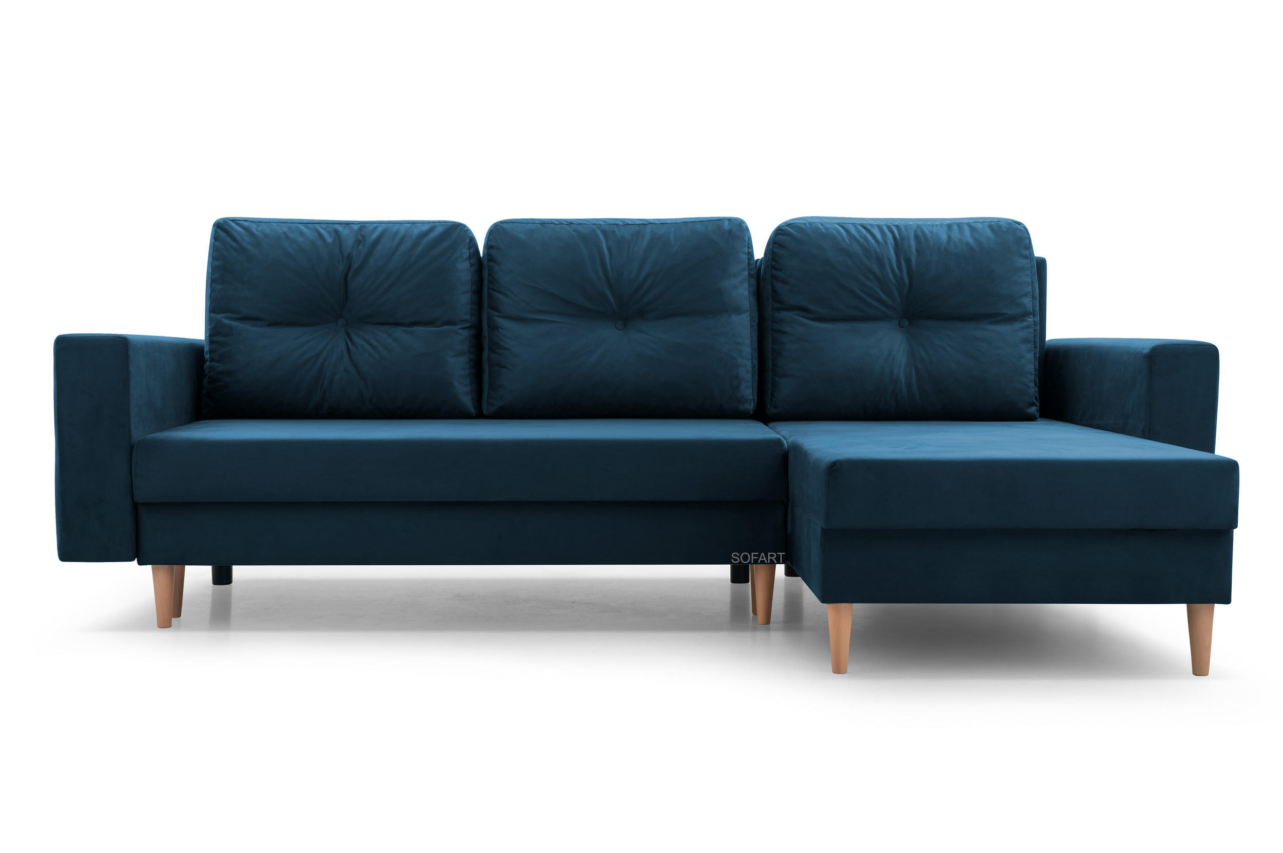 ECKSOFA Carl L - Dunkelblau - Dunkelblau, Holz (232/137cm) - Möblo