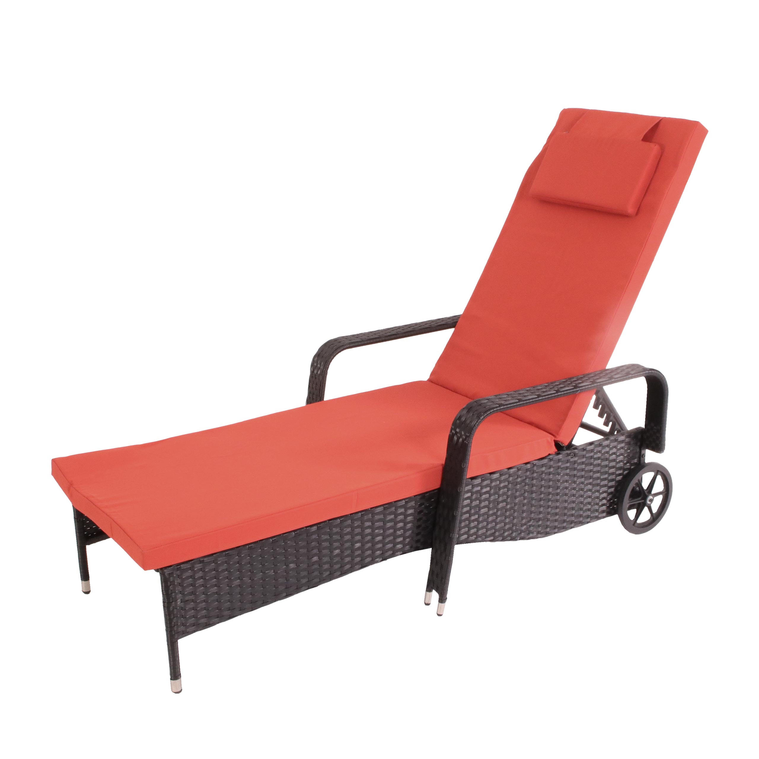 POLY-RATTAN SONNENLIEGE Anthrazit, Orange - Anthrazit/Orange, Kunststoff (71/108/197cm) - MCW
