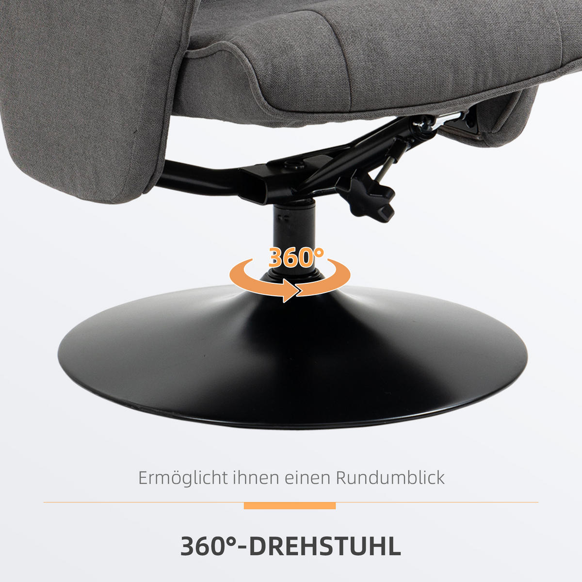RELAXSESSEL mit Fußhocker verstellbare Rückenlehne für Schlafzimmer Dunkelgrau - Dunkelgrau/Schwarz, Textil/Metall (71/104/69cm) - HOMCOM