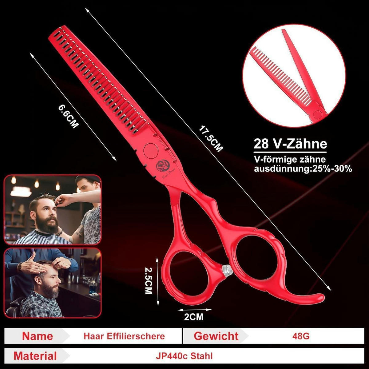 HAARSCHERE Set 6 Zoll Rot 7-teiliges Set - Rot, Metall (6.6/2.5/17.5cm)