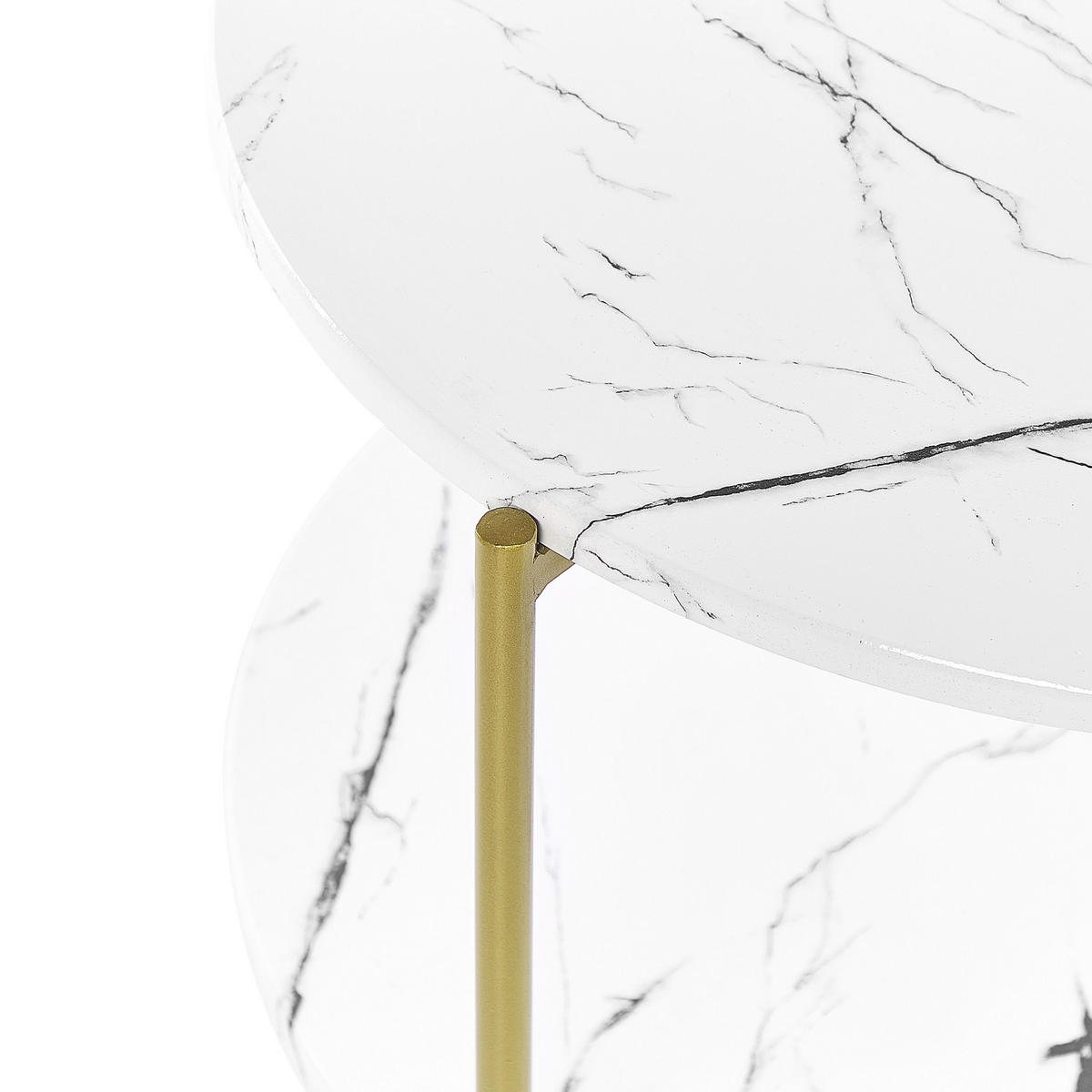 BEISTELLTISCH Marmor Optik weiß/gold 40 cm Reva - Goldfarben/Weiß, Holzwerkstoff (40/40/51cm) - Beliani