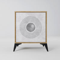 SIDEBOARD SOLID CIRCLES, Eichefarben, 57,5x42x70,5 cm, Schwarze Metall-Sternfüße - Eichefarben/Multicolor, Holzwerkstoff/Metall (57.5/70.5/42cm) - SpaceRebels