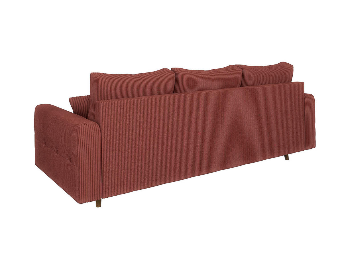 3-SITZER-SOFA Alma Terrakotta Cord - Terra cotta/Braun, Holz/Textil (210/81/93cm) - S-Style Möbel