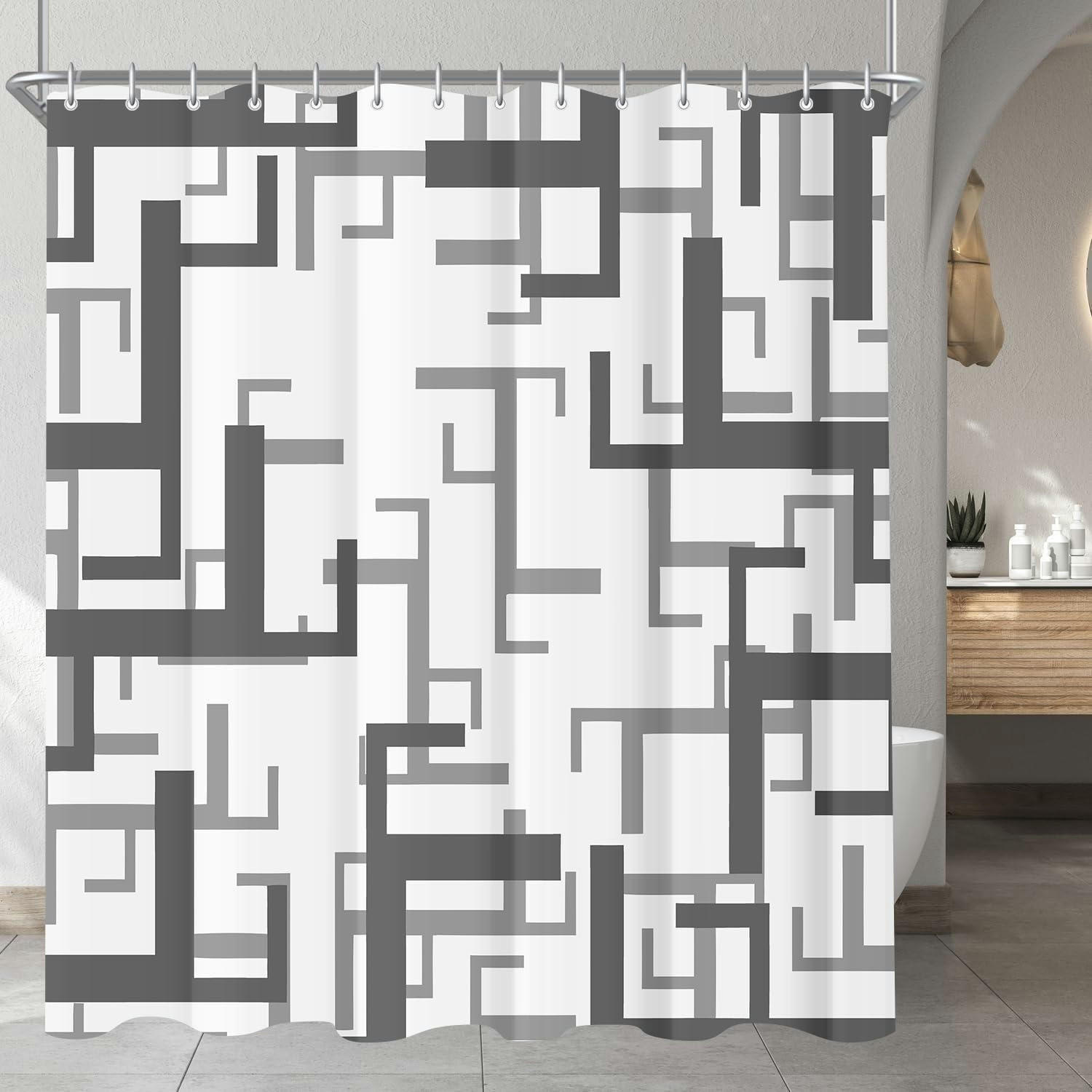 DUSCHVORHANG Block Muster 240 x 200 cm - Multicolor, Textil (240/200cm)