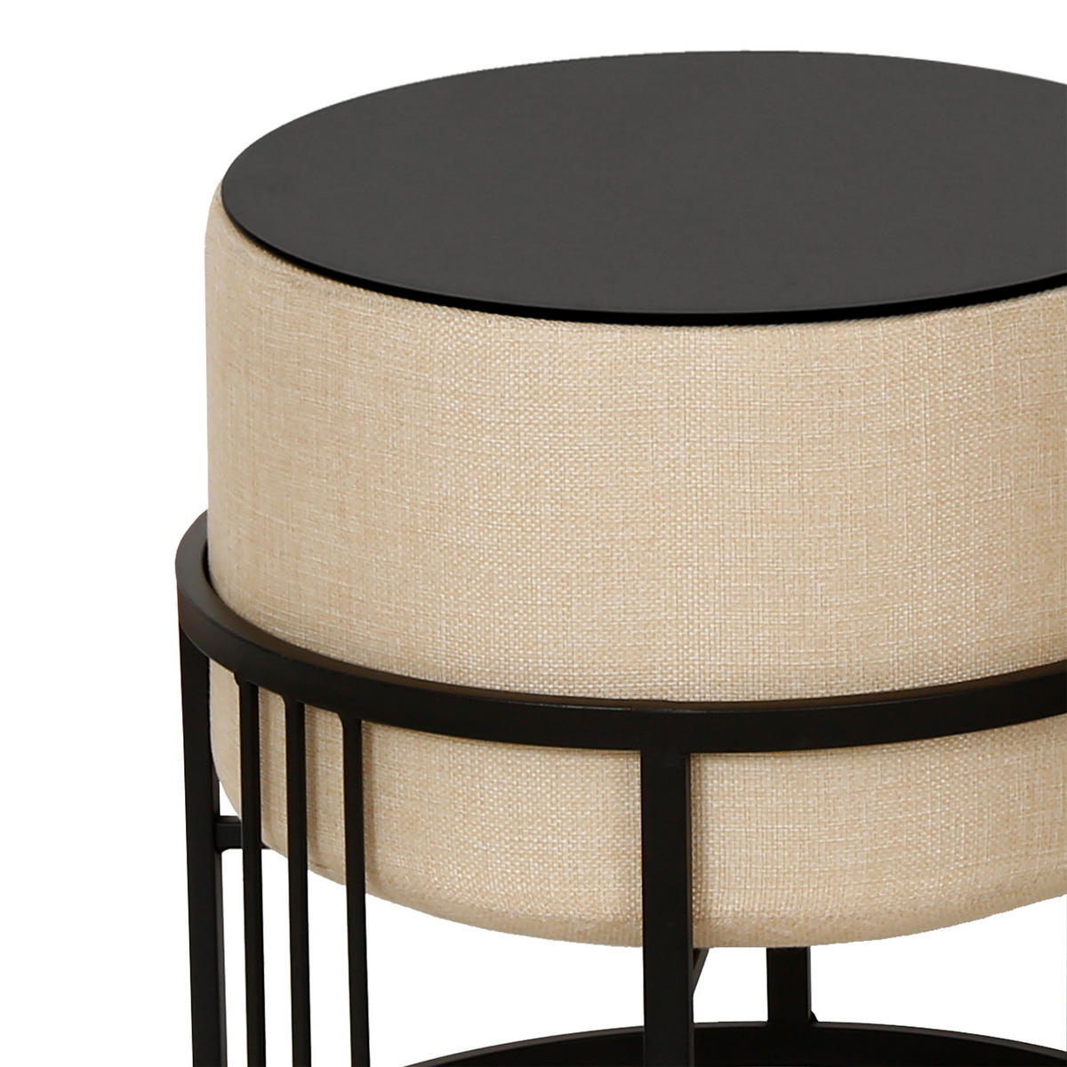 SADA STOLIČEK 2 KS. Tas - černá/béžová, kov/kompozitní dřevo (38/38/38cm) - [en.casa]