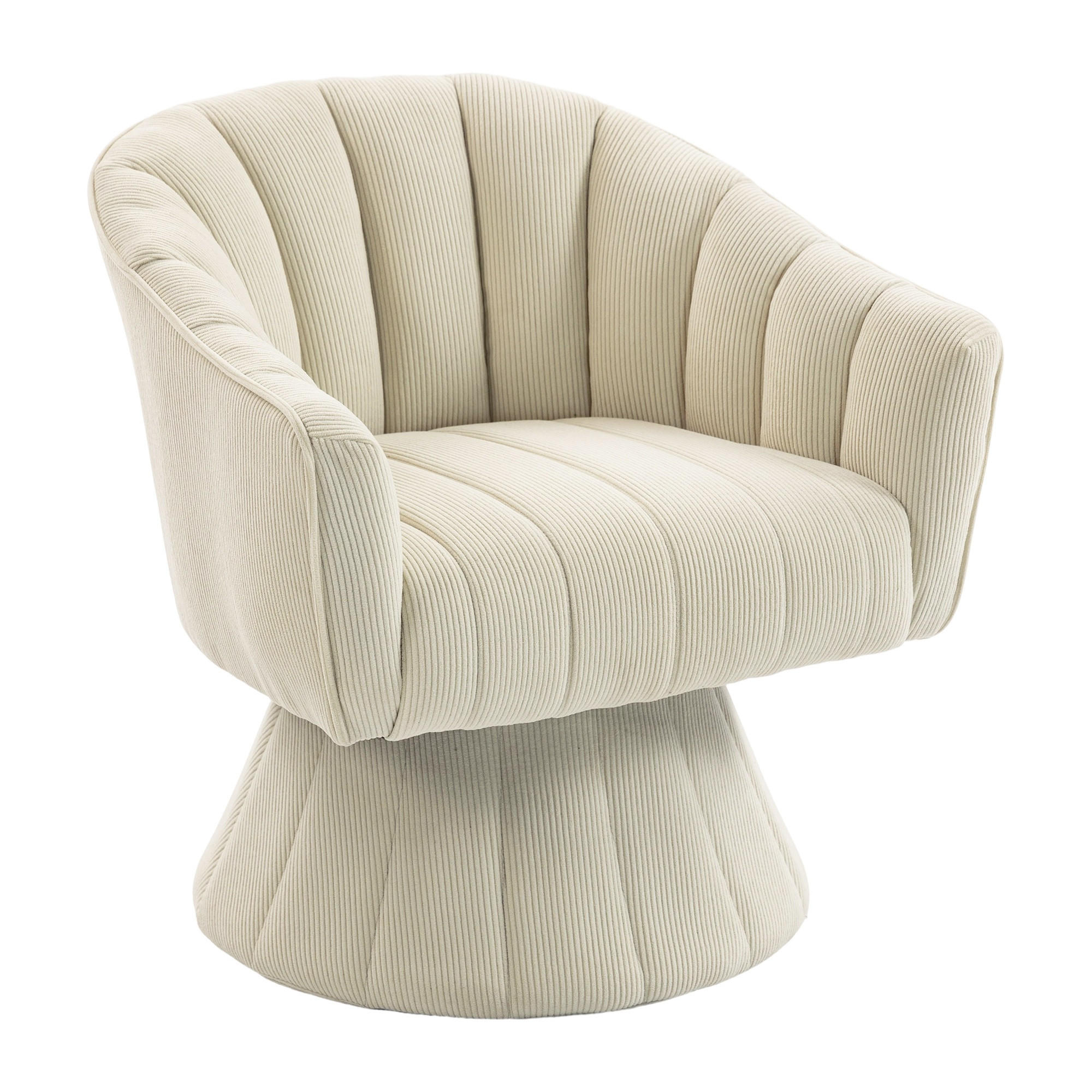DREHSTUHL Drehsessel Loungesessel mit Polsterung,360°,Cord,Beige - Beige, Textil (70/72/66cm) - LVHOM