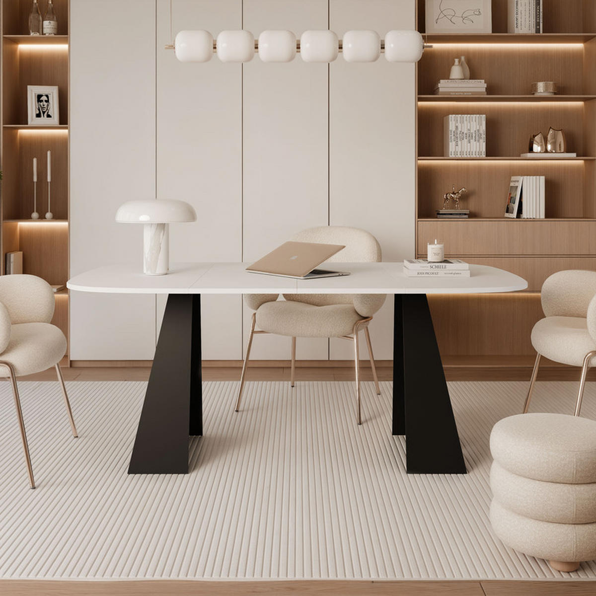 AUSZIEHTISCH ZELO 120/60/76 cm, Schwarz / Weiß - Schwarz/Weiß, Holzwerkstoff/Metall (60/120/76cm) - Idohome