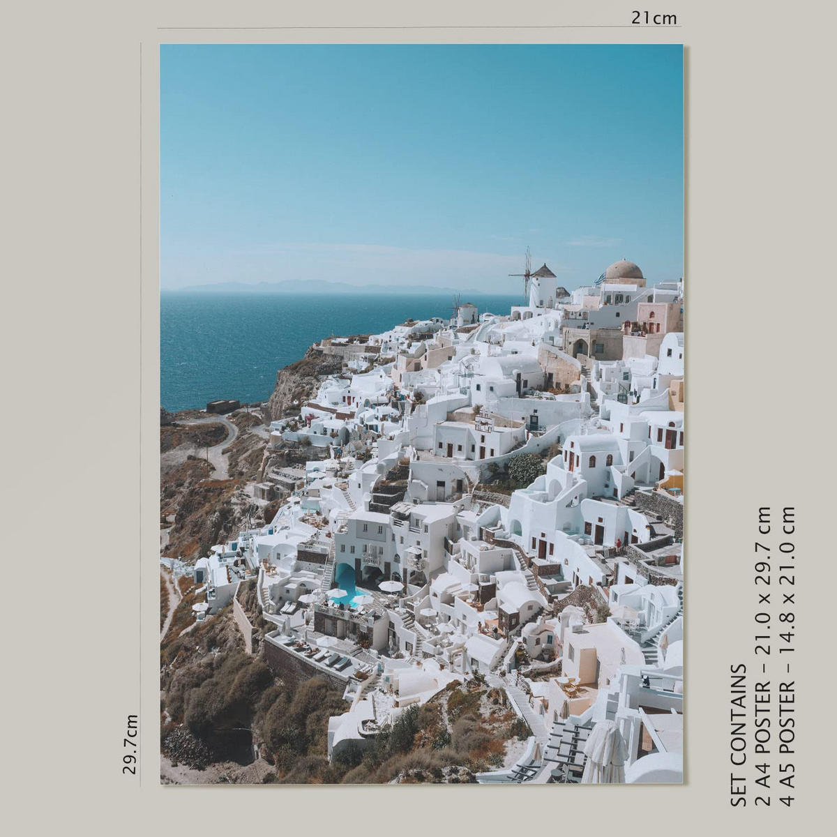 POSTER Set Mit 6 Griechenland Wandbild A3 & A4 Rahmenlos - Klar, Papier (29/3cm) - Nacnic