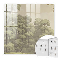 SCHLÜSSELBOX Weiß 30x30 cm – Türöffnung nach rechts - grüner Wald - Grün, Metall (30/30/5cm) - TULUP