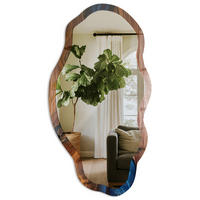 SPIEGEL 90x45 cm asymmetrisch mit Druck - Holzwasser - Transparent, Glas (45/90/0.4cm) - TULUP