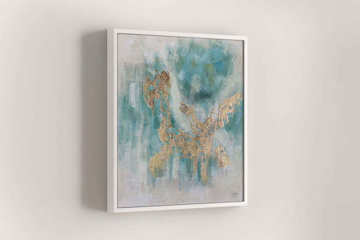 ACRYLBILD HANDGEMALT 60/60 cm - Blau/Goldfarben, Holz/Textil (60/60cm) - KUNSTLOFT