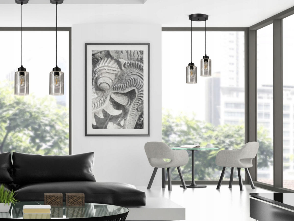 PENDELLEUCHTE TUBE - Transparent/Schwarz, Glas/Metall (10/10/80cm) - kiki design