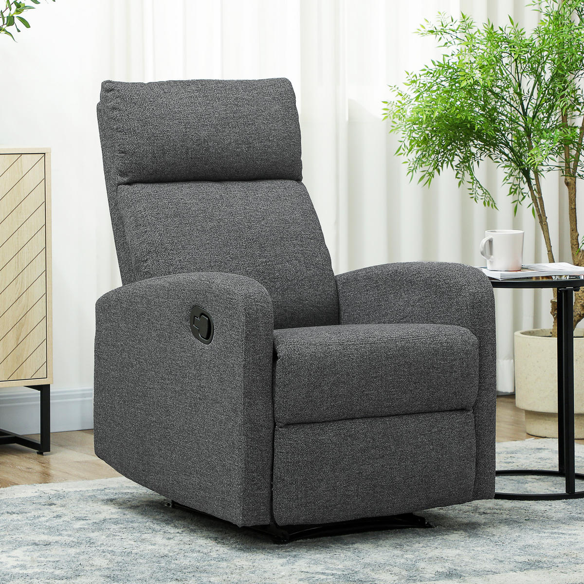 RELAXSESSEL Polyester Grau - Grau, Textil/Metall (63/98/91cm) - HOMCOM
