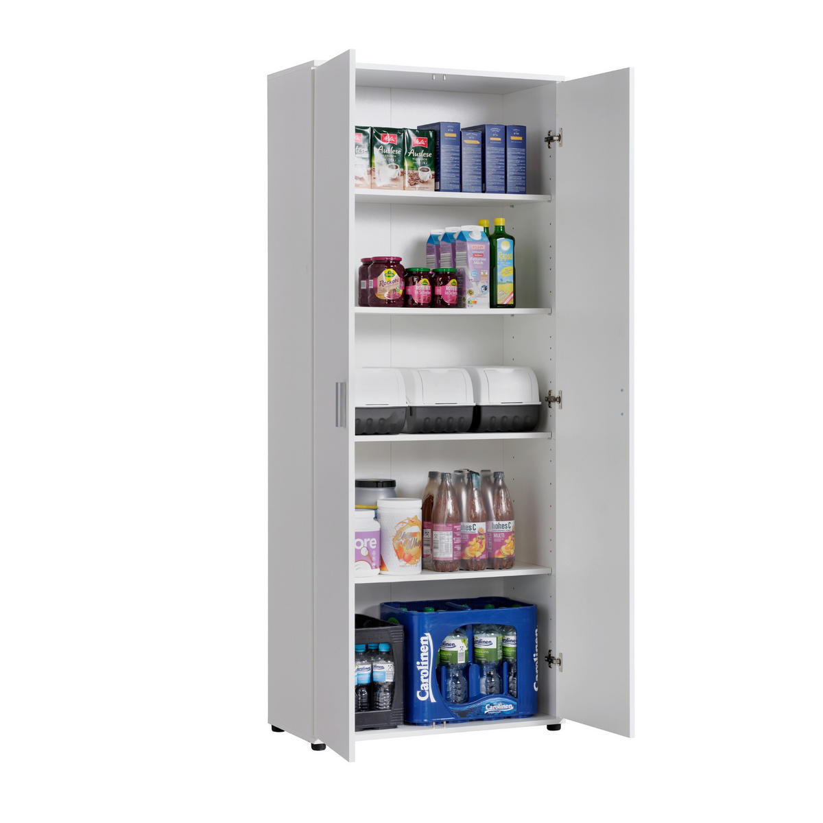 MEHRZWECKSCHRANK mit 2 Türen & 4 Einlegeböden in weiß - Weiß, Holzwerkstoff (35/184/75cm) - Home Collective