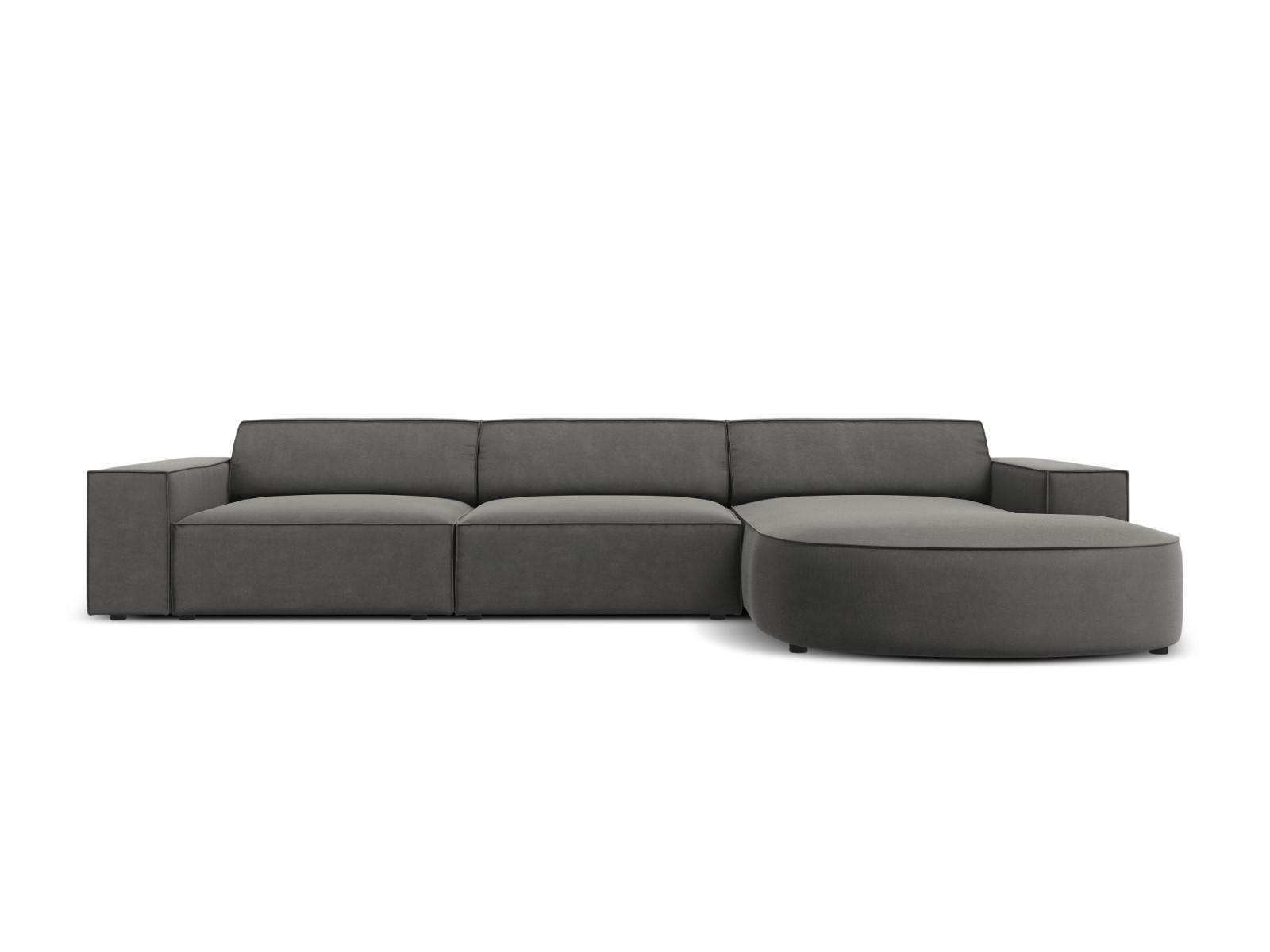 ECKSOFA rechts Jodie aus Samt hellgrau 4 Sitzplätze - Hellgrau, Textil (166/284cm) - Micadoni