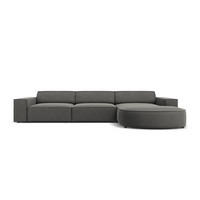 ECKSOFA rechts Jodie aus Samt hellgrau 4 Sitzplätze - Hellgrau, Textil (166/284cm) - Micadoni