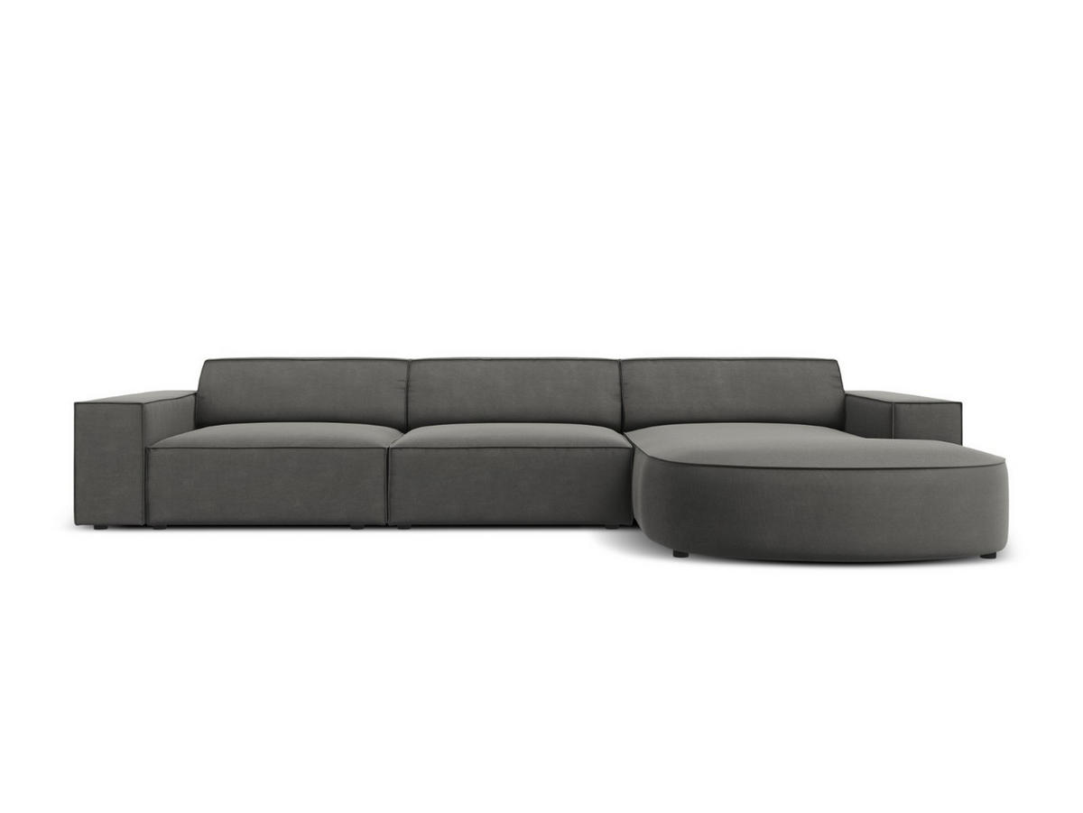 ECKSOFA rechts Jodie aus Samt hellgrau 4 Sitzplätze - Hellgrau, Textil (166/284cm) - Micadoni