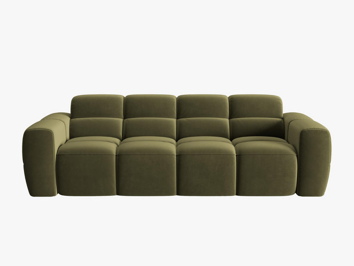 SOFA Lisa aus Samt hellgrün 4 Sitzplätze - Hellgrün, Textil (256/77/101cm) - Micadoni