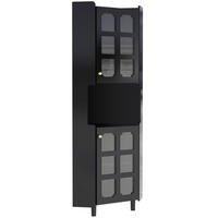LED-ECKSPEICHERSCHRANK 63.5x17x157.5 cm Schwarz aus Spanplatte mit App-LED & 3-Zonen-Storage - Schwarz, Holzwerkstoff (63.5/157.5/17cm) - Modfu