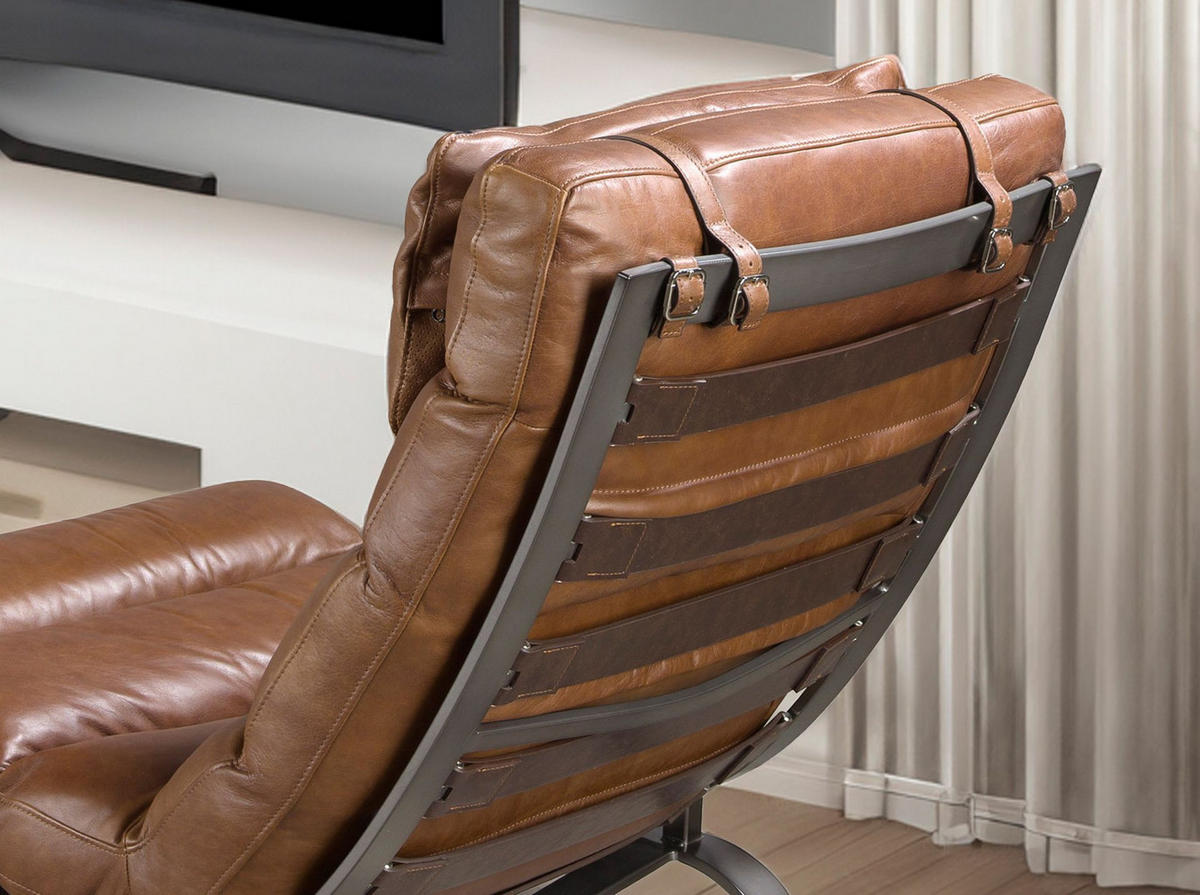 SESSEL Dunkelbraun Stahl 66/96/90 cm - Braun, Leder/Metall (66/90/96cm) - ANGEL CERDA