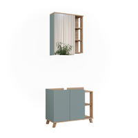 BADMÖBEL-SET Karen Sonoma/Blau 2 Teile - Blau, Holzwerkstoff (80/65/35cm) - Vicco